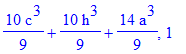 10/9*c^3+10/9*h^3+14/9*a^3, 1