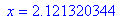 ` x` = 2.121320344